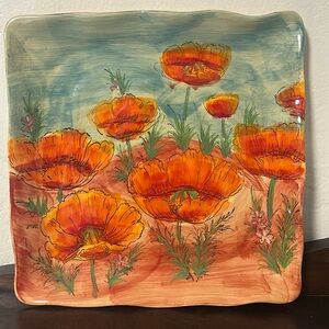Terra Poppy Flower poppy platter / Square Plate